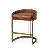 Hollyfield Brown Leather | Gold Metal | Counter Stool