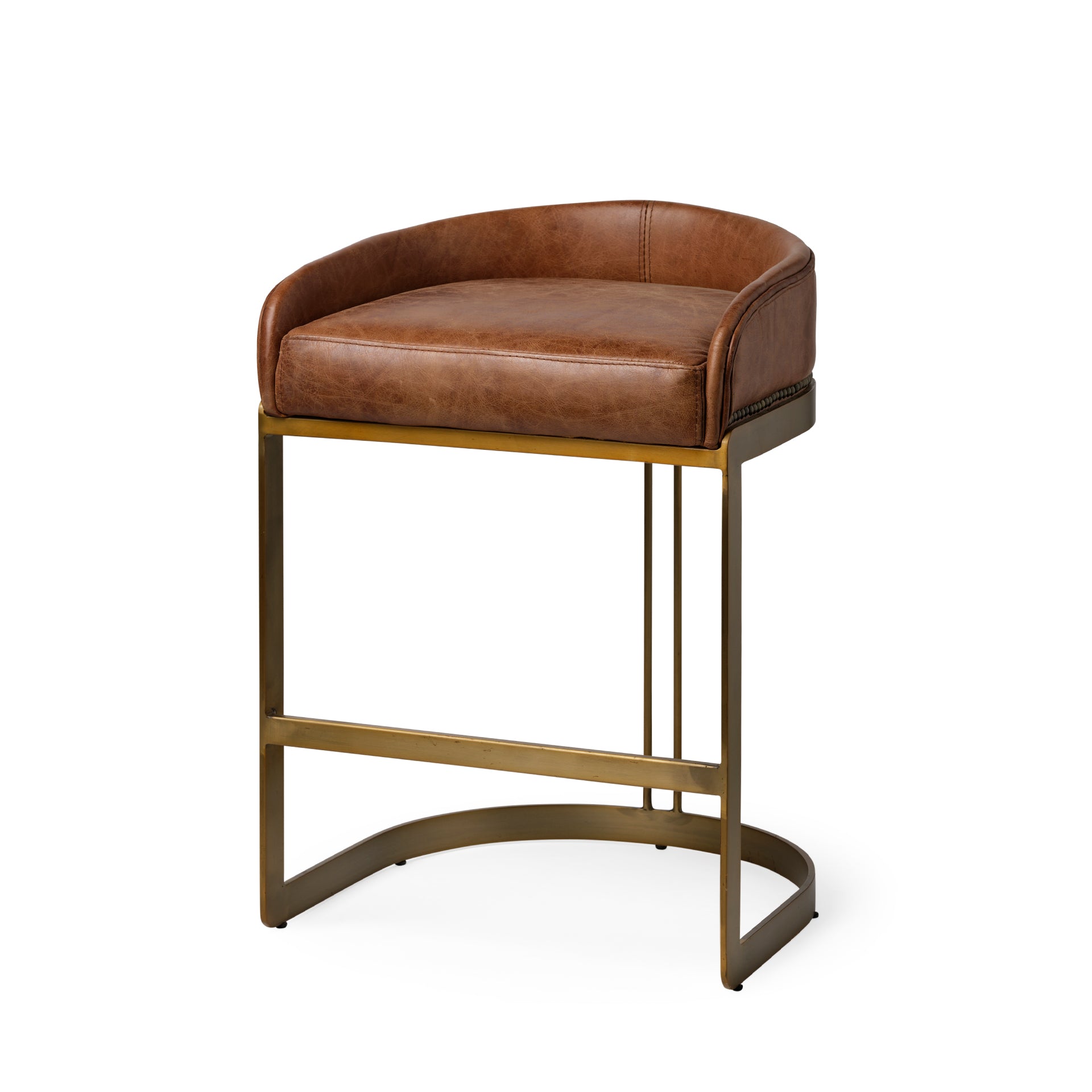 Hollyfield Leather | Gold Metal | Counter Stool