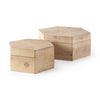 Elyse (Set of 2) Brown Wooden Hexagonal Boxes