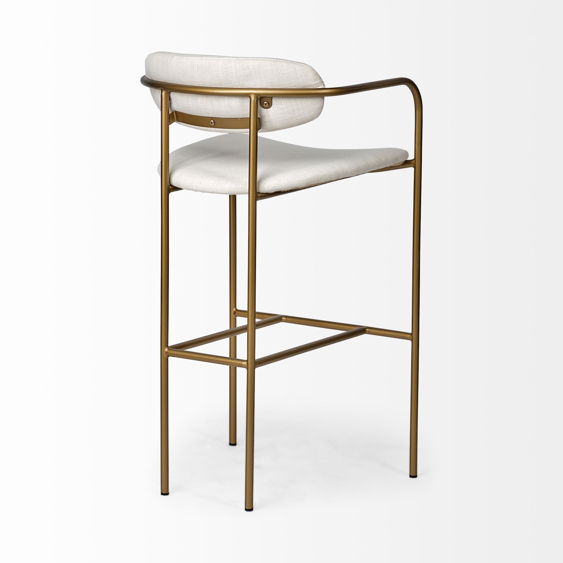 Parker Seat Height Cream Fabric Seat Gold Metal Bar Stool