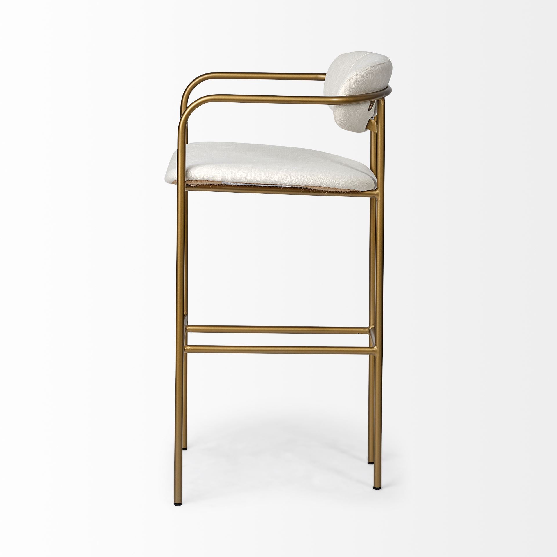 Parker Seat Height Cream Fabric Seat Gold Metal Bar Stool