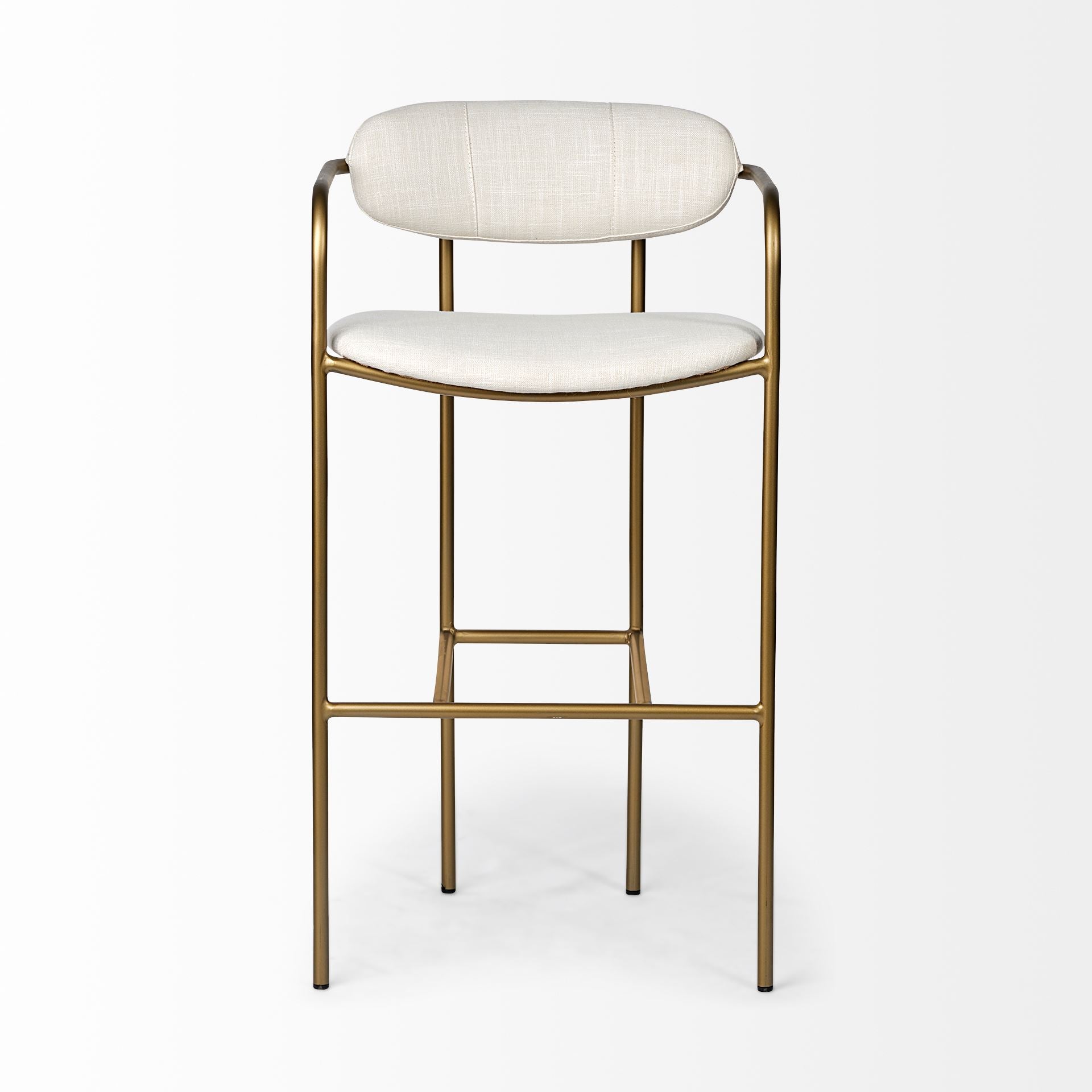 Parker Seat Height Cream Fabric Seat Gold Metal Bar Stool