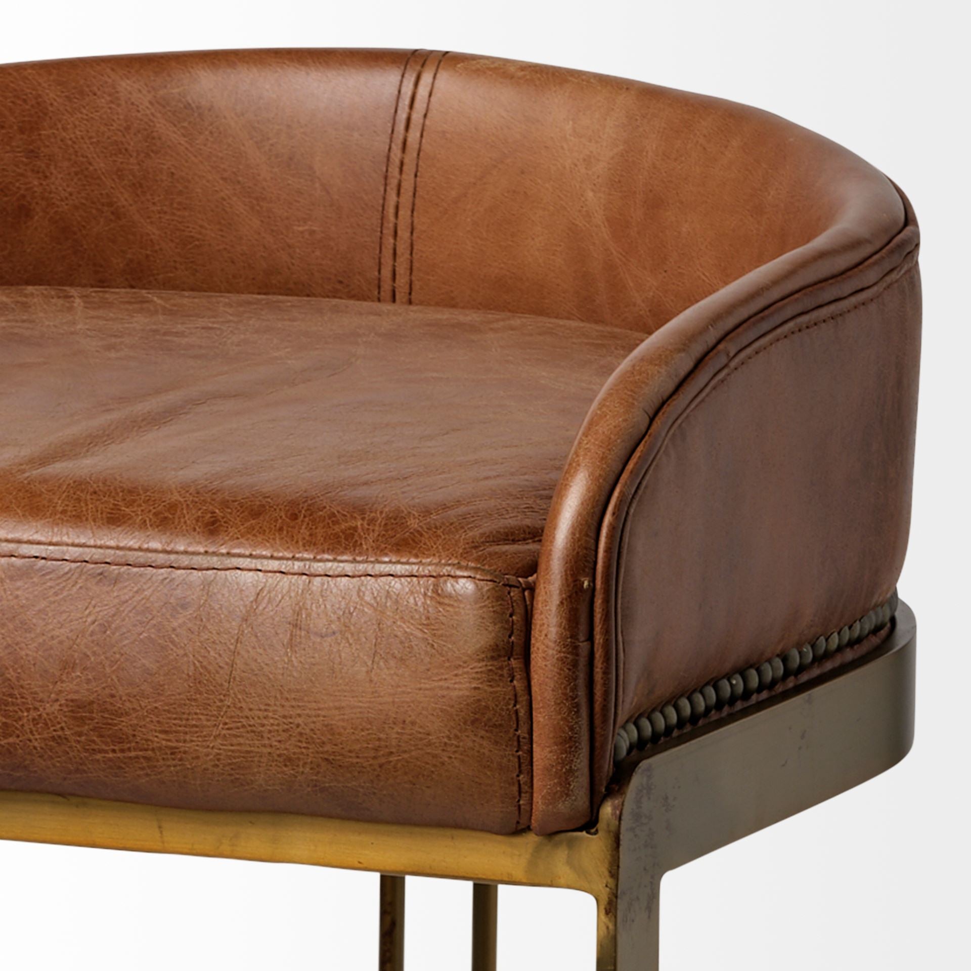 Hollyfield Leather | Gold Metal | Bar Stool