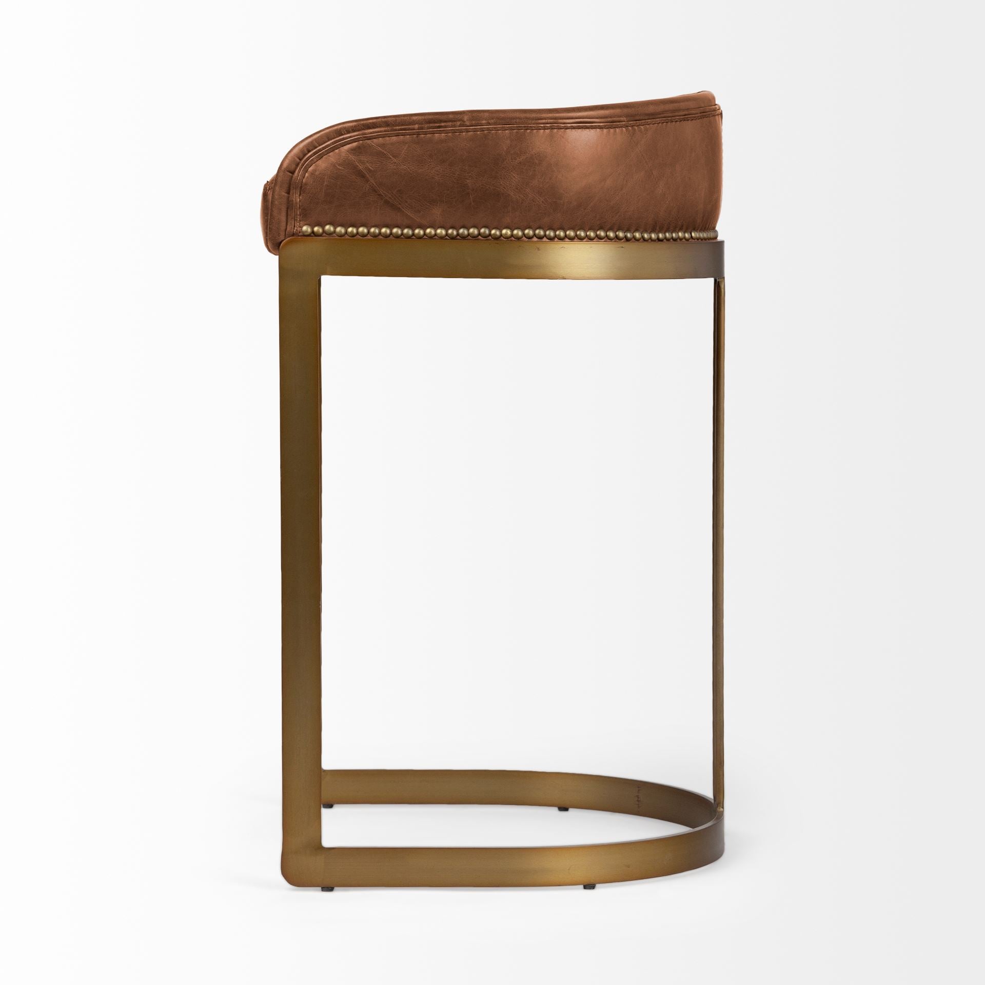 Hollyfield Leather | Gold Metal | Bar Stool