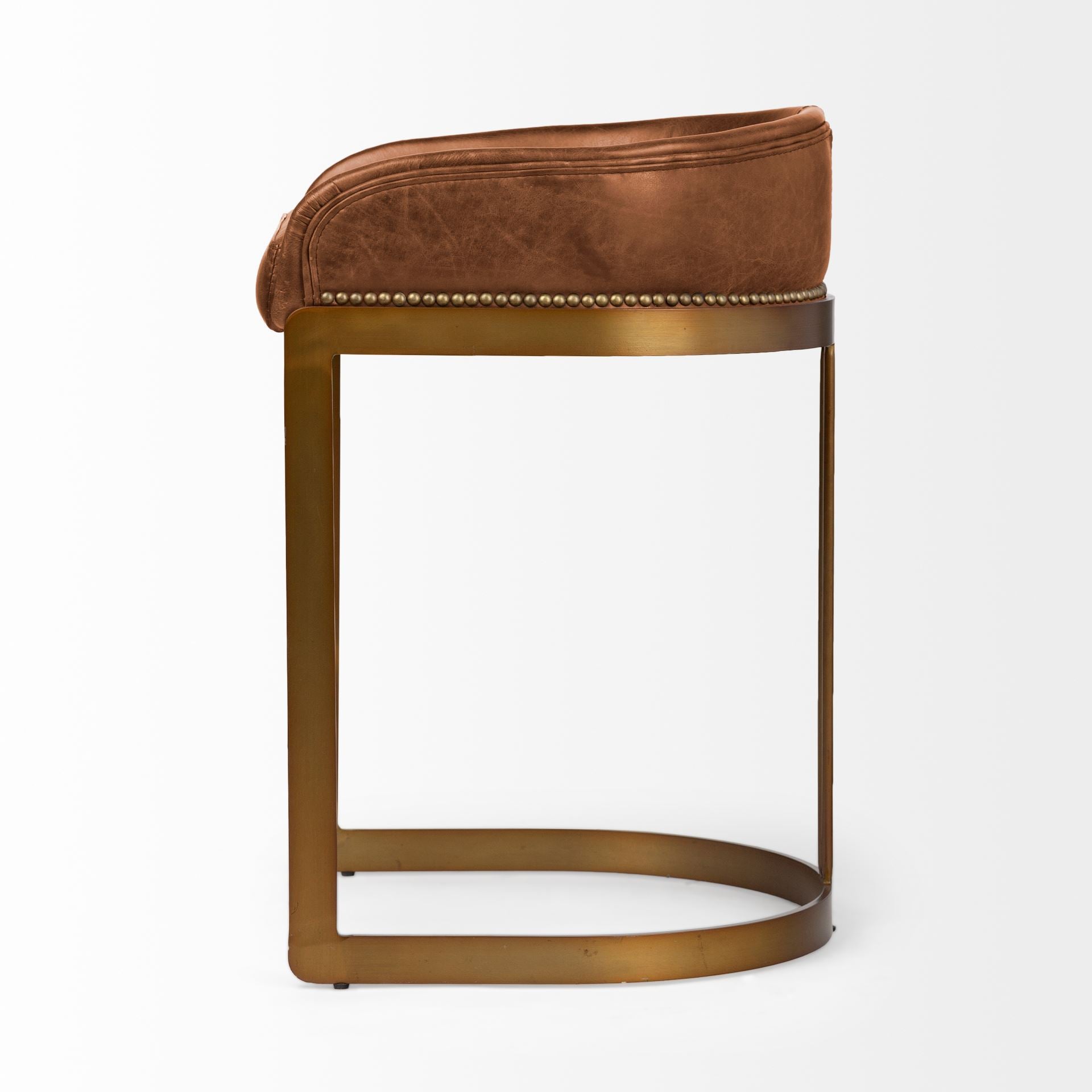 Hollyfield Leather | Gold Metal | Counter Stool