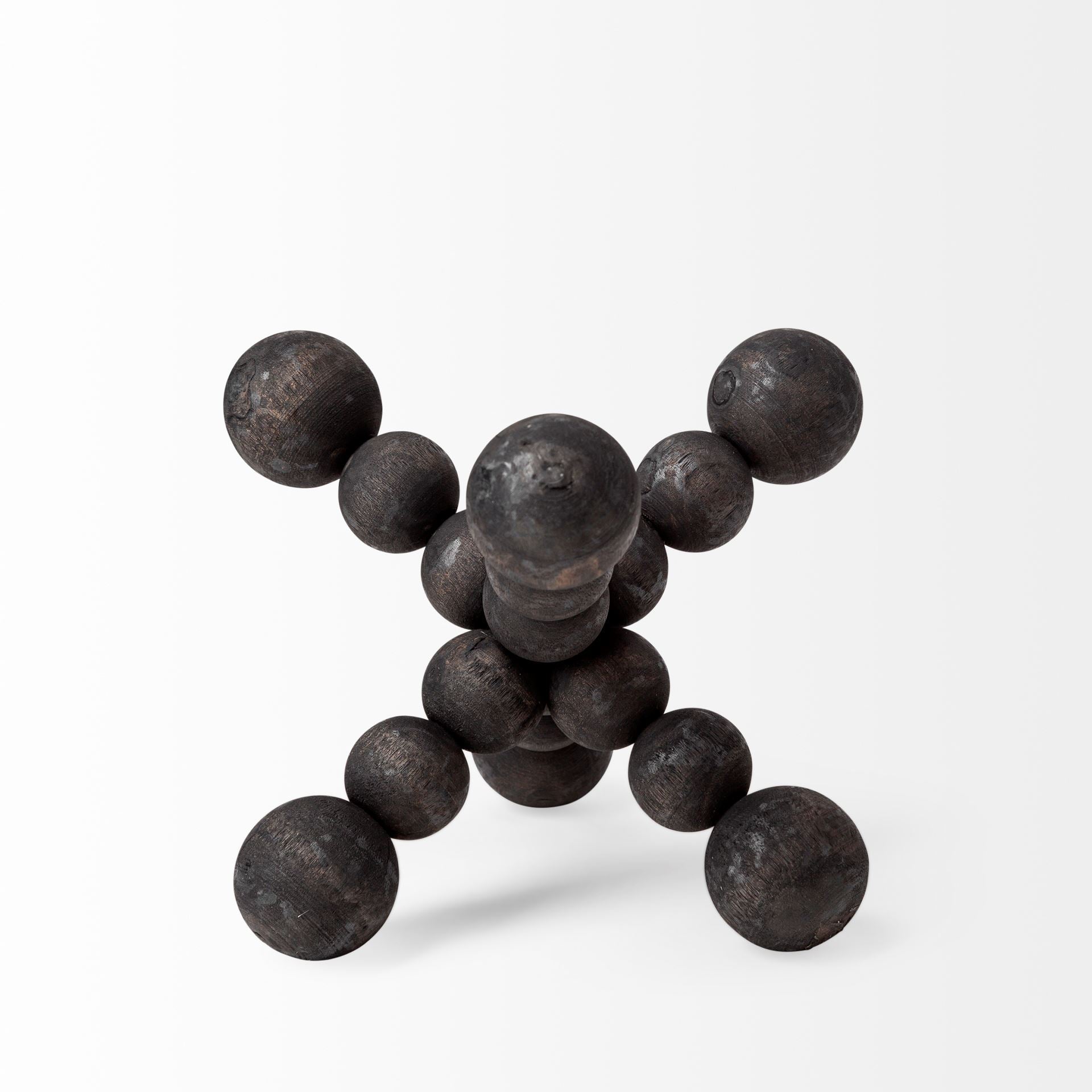 Carollan I (Small) 7L x 7W Black Geometric Wood Ball Jack-thumbmail-2