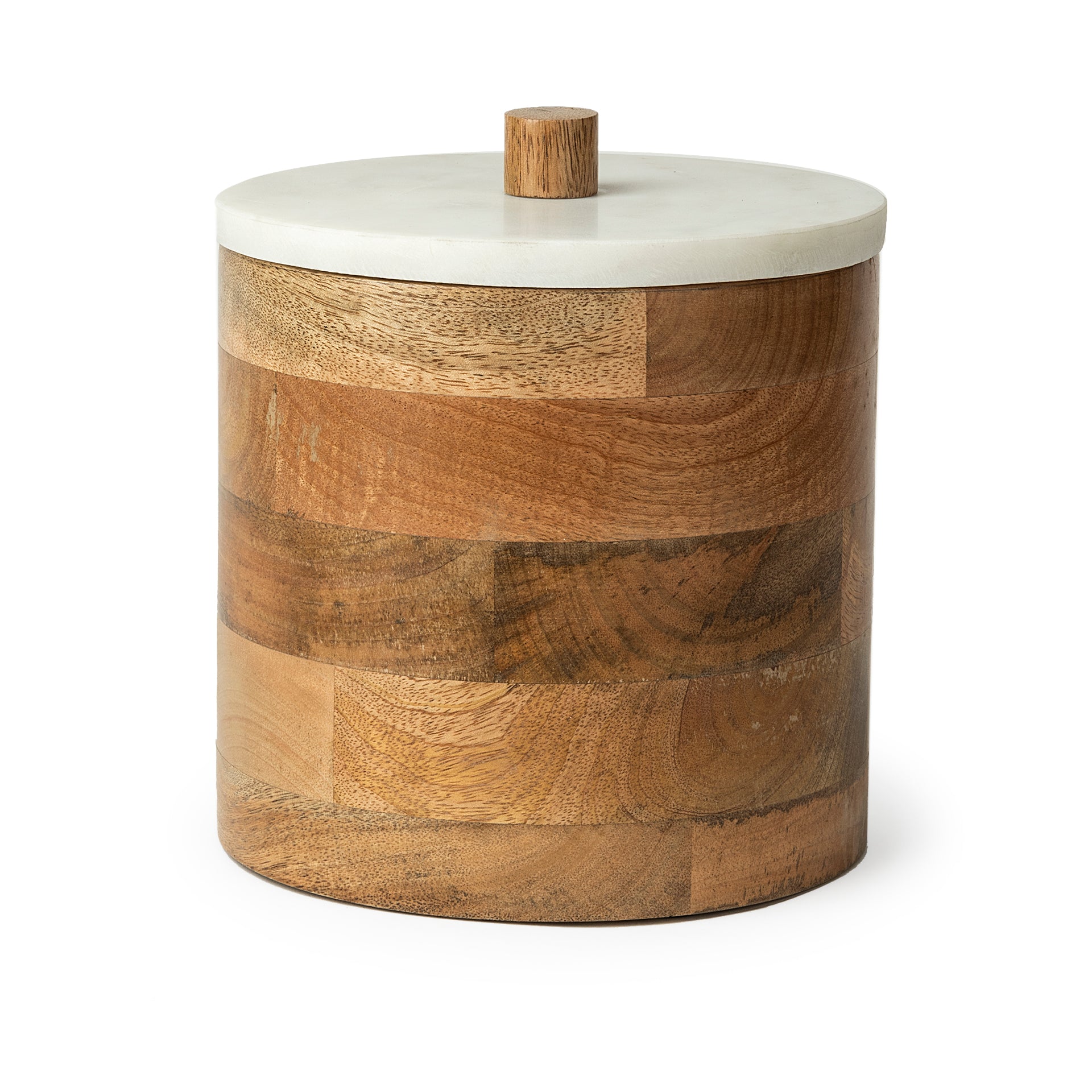 Sandook (Large) 10H Brown Round Wooden Storage Jar
