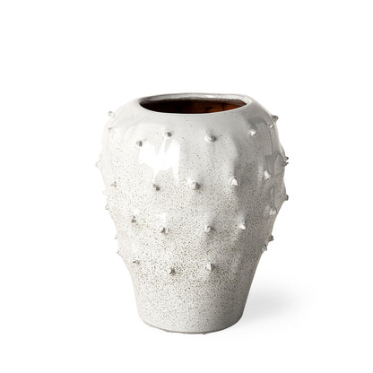 Julian Glossy White Ceramic Spoked Vase
