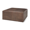 Minara Square Brown Leather Wrapped w/Wood Base Ottoman