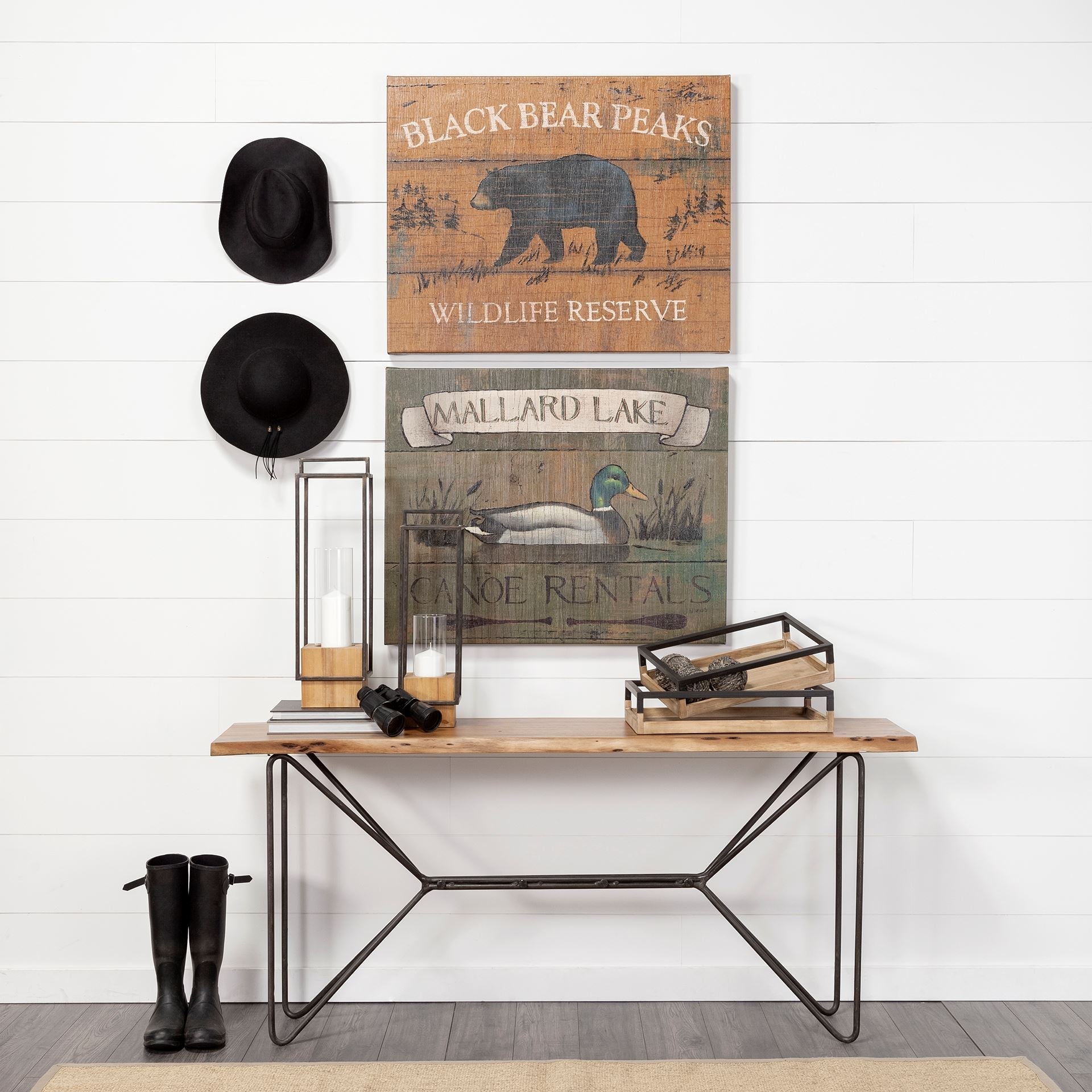 Ross Natural Wood W/ Black Metal Nesting Tray