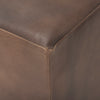 Minara Square Brown Leather Wrapped w/Wood Base Ottoman