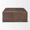 Minara Square Brown Leather Wrapped w/Wood Base Ottoman