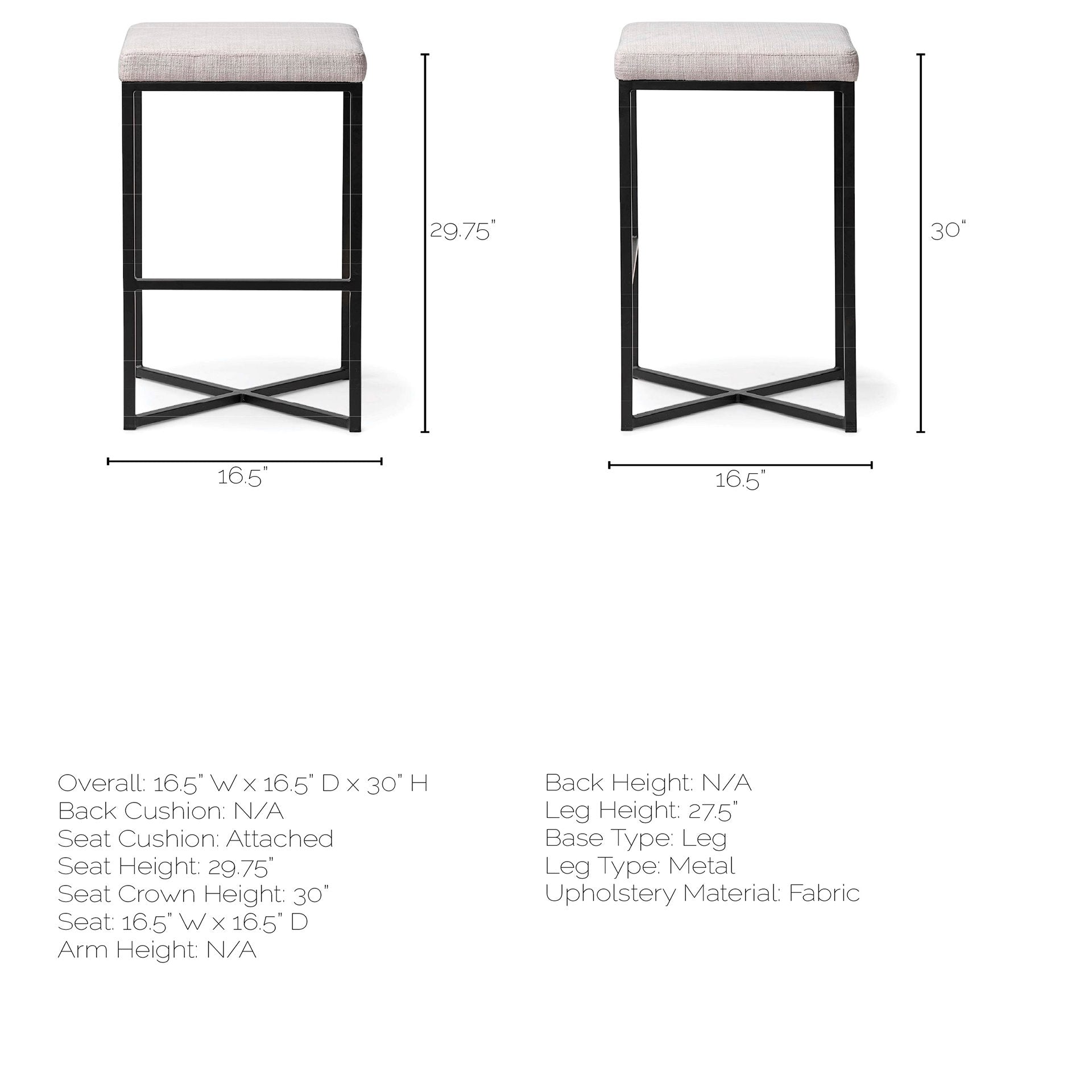 Frodo White Fabric Bar Stool