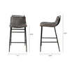 Kavalan 33.5" Total Height Ebony Leather Seat Black Metal Frame Counter Stool