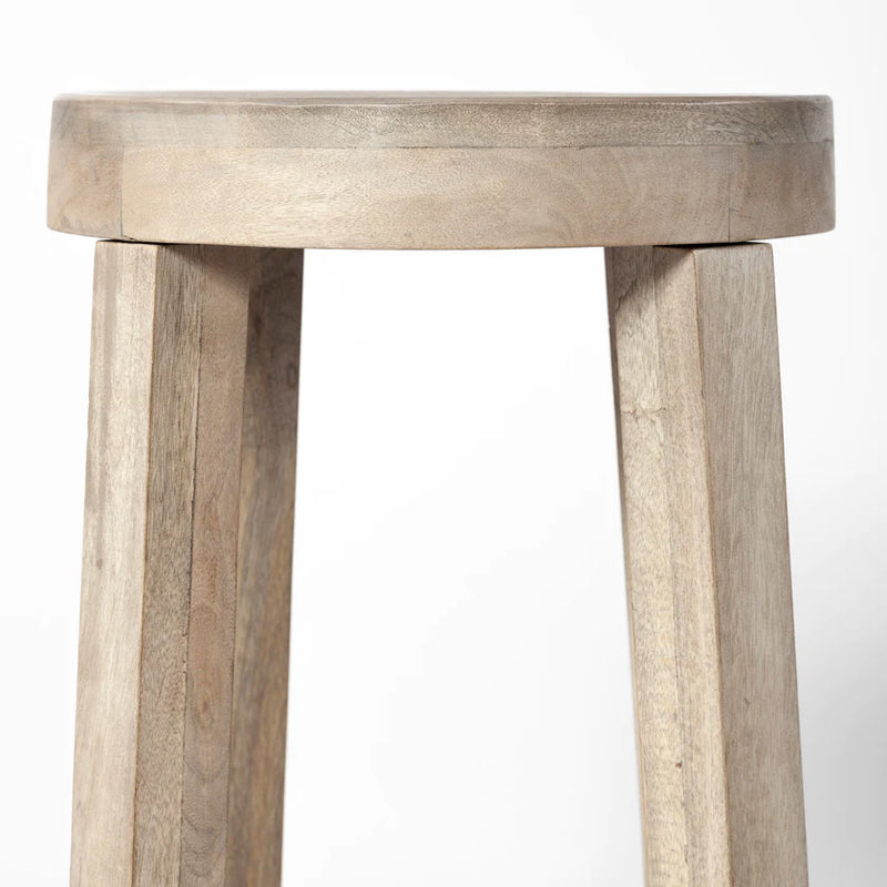 Brahma 26" Total Height White  Washed Wood Stool