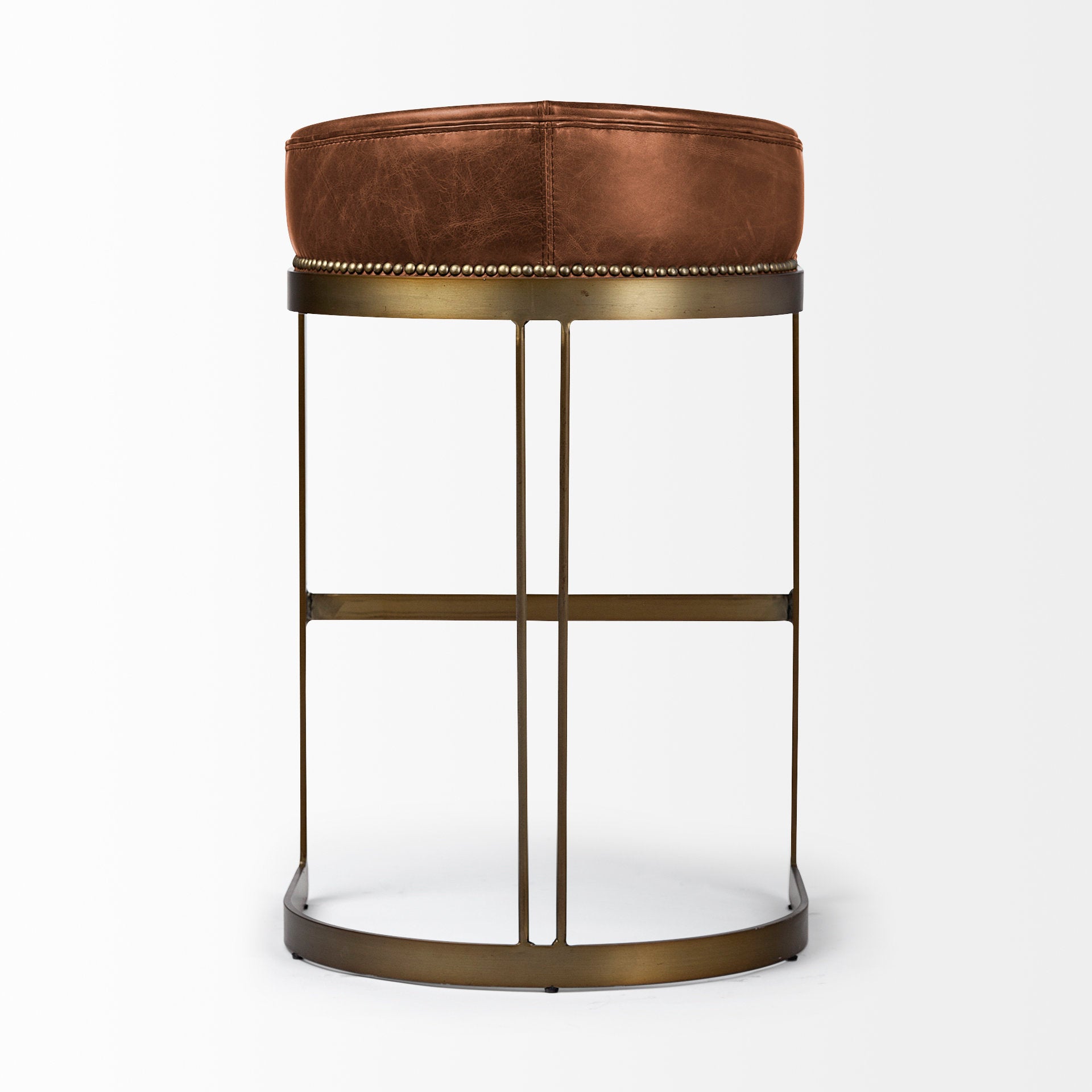 Hollyfield Leather | Gold Metal | Bar Stool