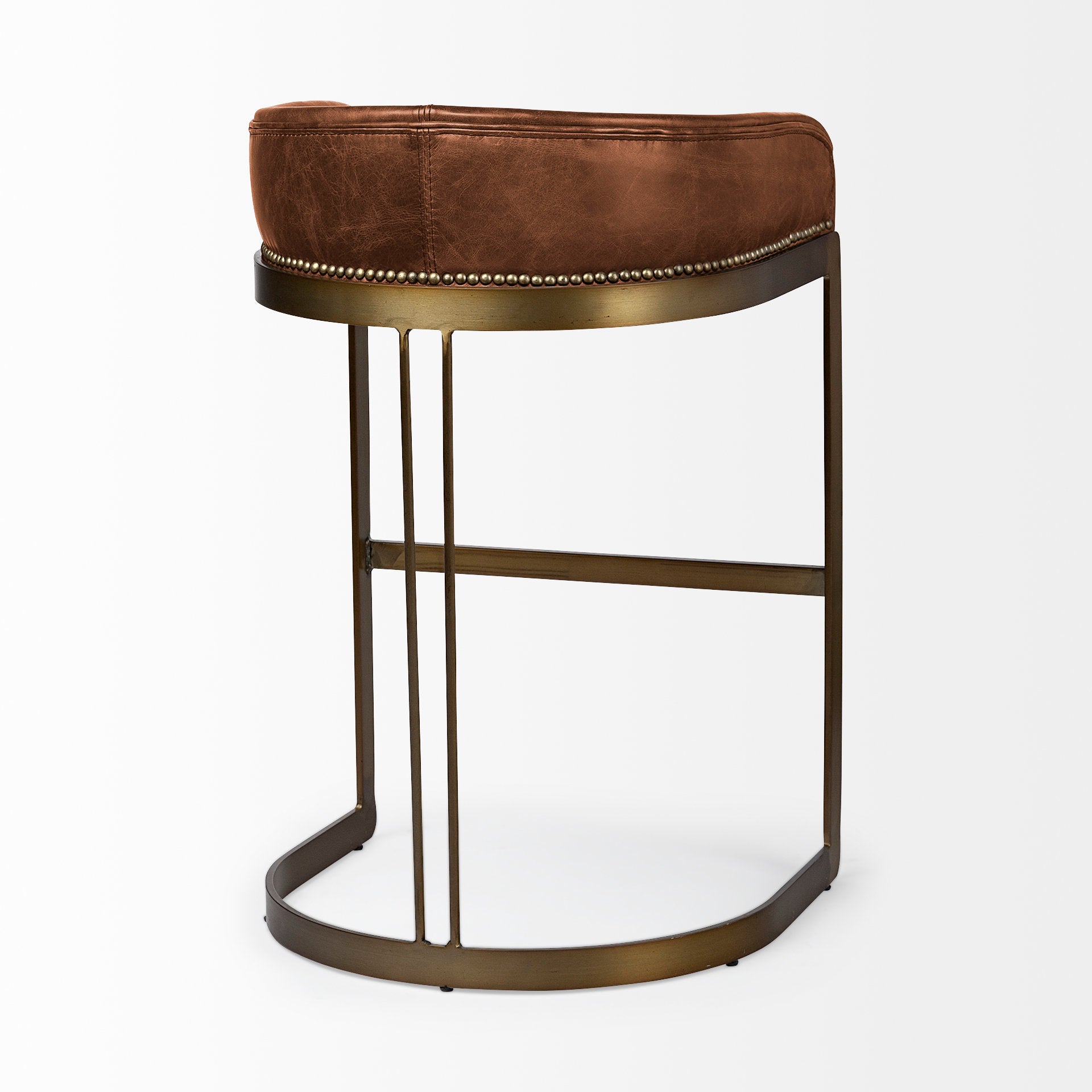 Hollyfield Leather | Gold Metal | Bar Stool