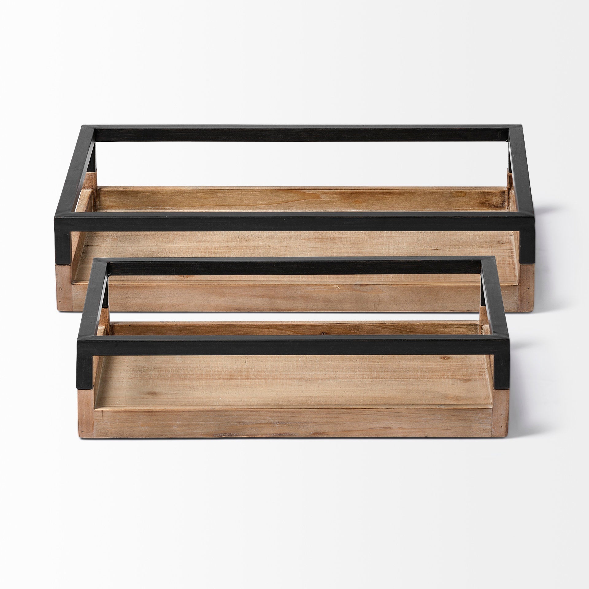 Ross Natural Wood W/ Black Metal Nesting Tray
