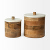 Sandook (Small) 8H Brown Round Wooden Storage Jar