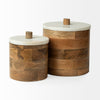 Sandook (Small) 8H Brown Round Wooden Storage Jar