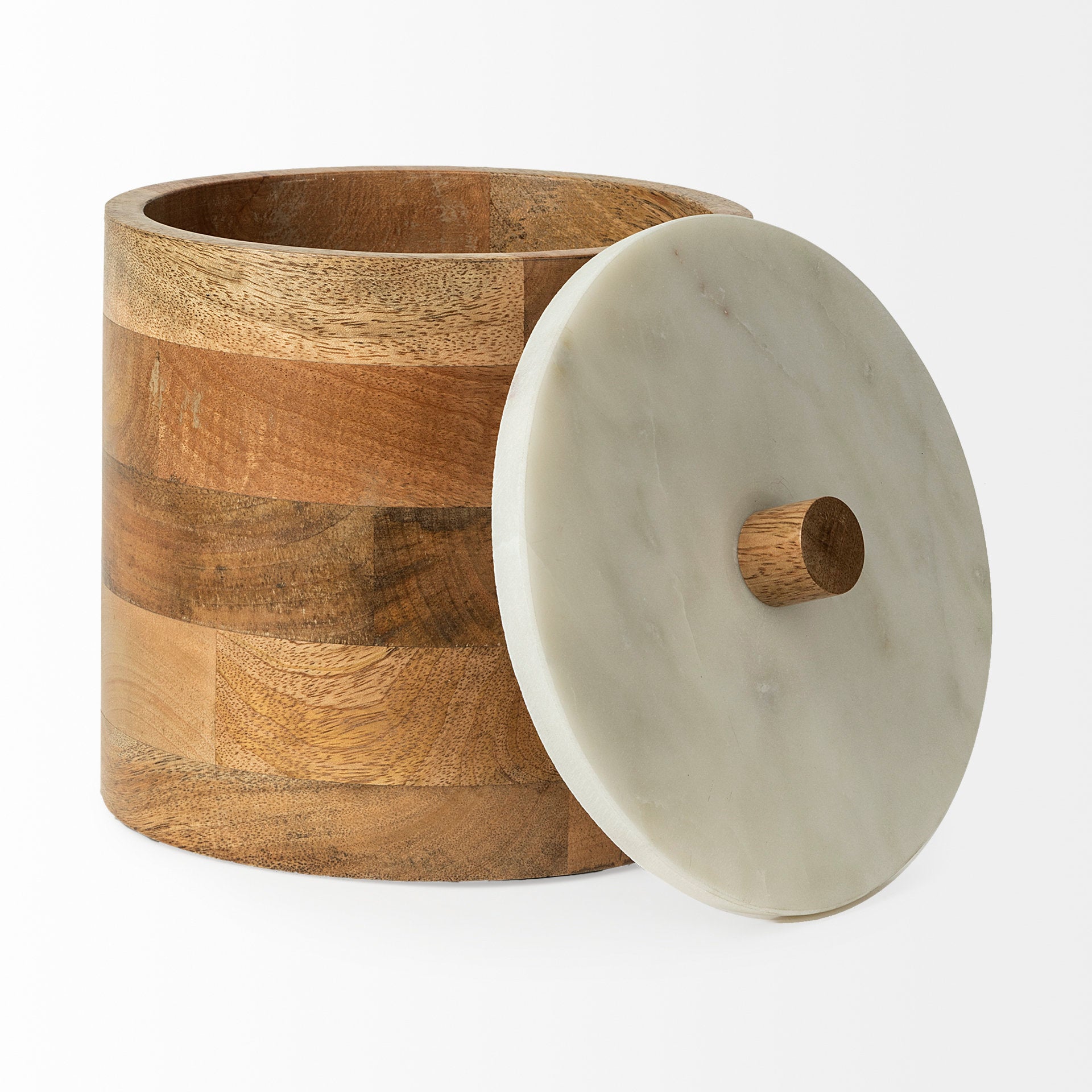 Sandook (Large) 10H Brown Round Wooden Storage Jar