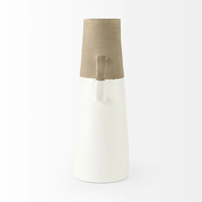 Garand Large 18.8H Two-toned White Natural Ceramic Jug