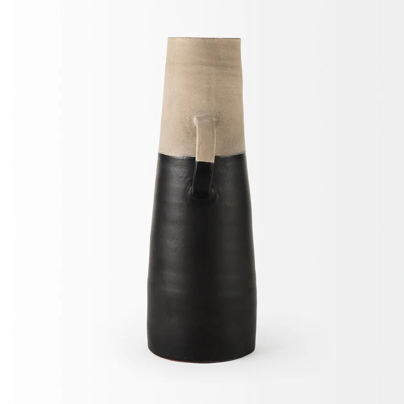 Garand Large 18.8H Two-tone Black/Natural  Ceramic Jug