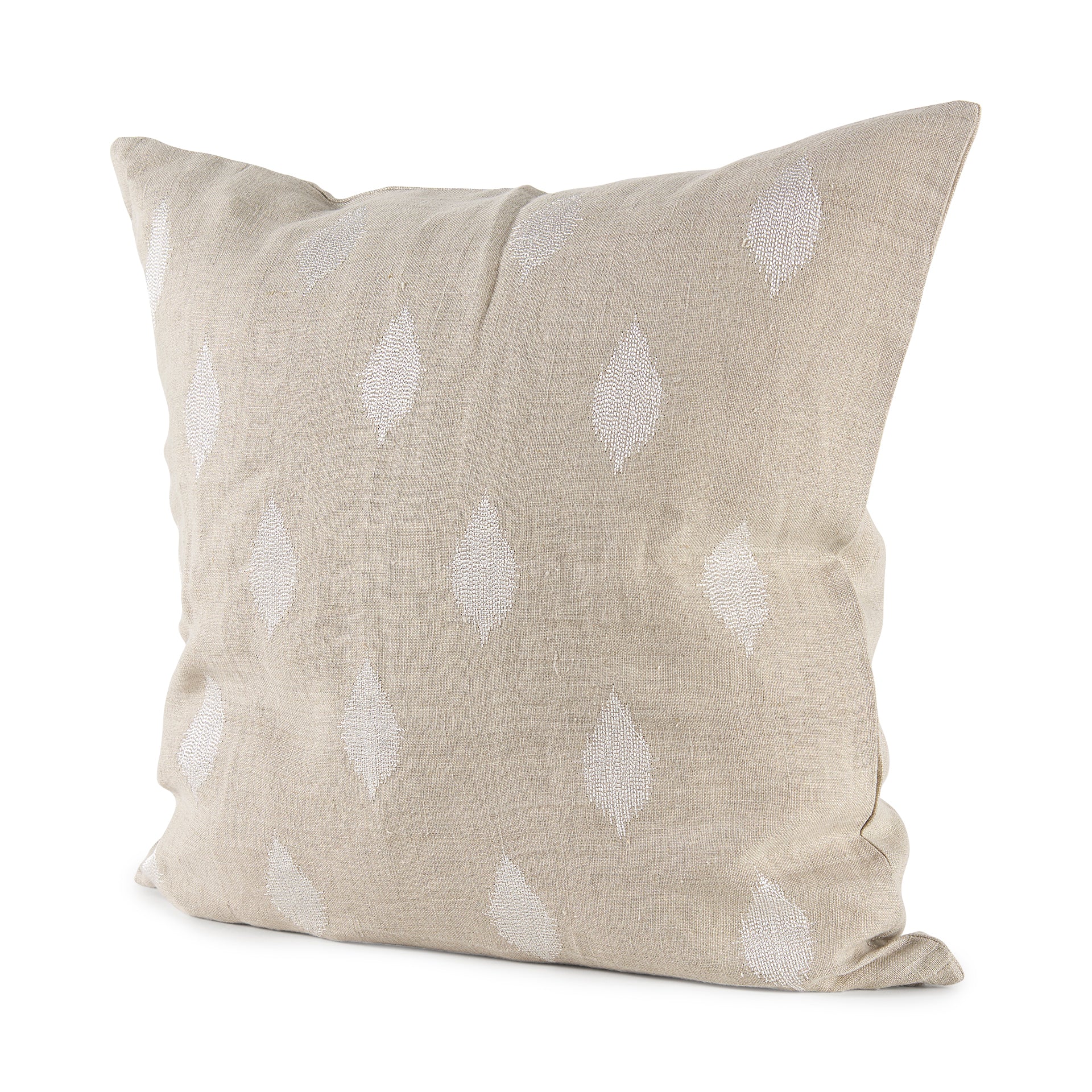 Beige and Cream Fabric Patterned Decorative Pillow Cover