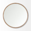 Gambit 46" Round Light Brown Wood Frame Wall Mirror