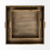 Sonny Tray - Brown Wood and Wicker Square Trays