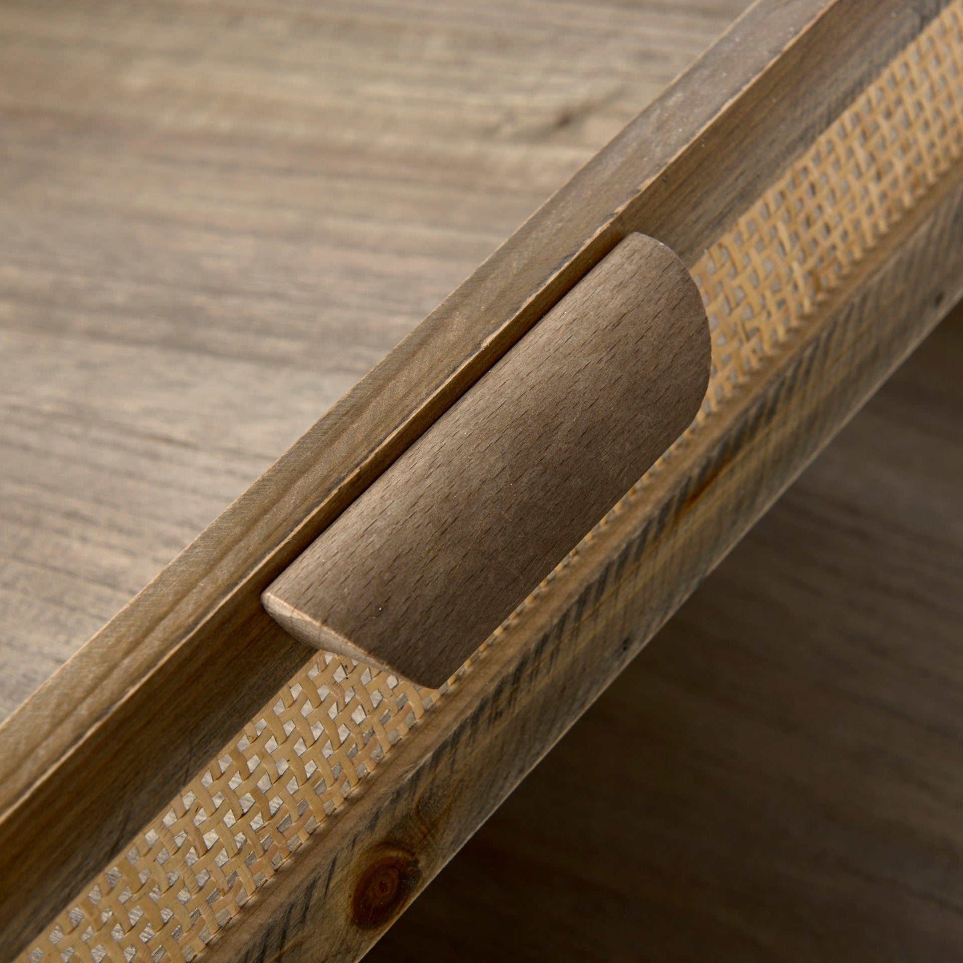 Sonny Tray - Brown Wood and Wicker Square Trays