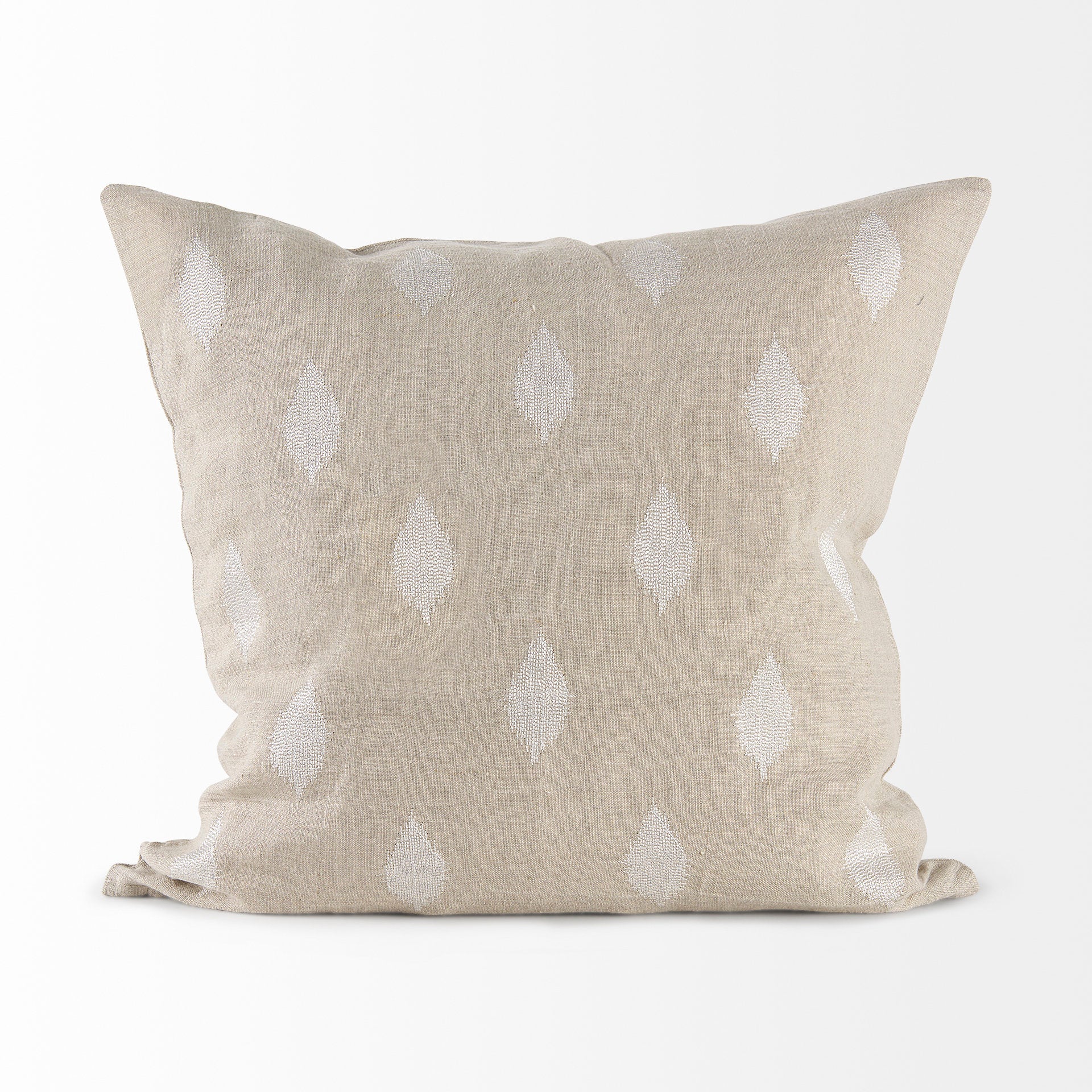 Beige and Cream Fabric Patterned Decorative Pillow Cover