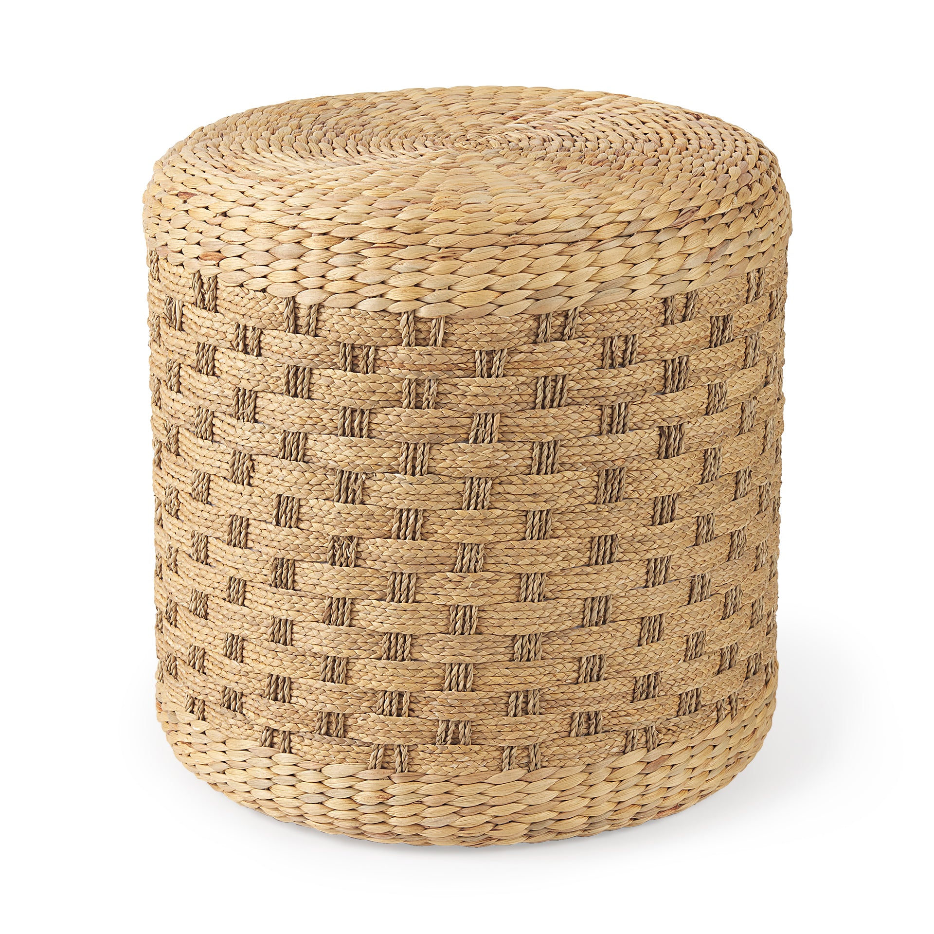 Michelle Light Brown Woven Seagrass Round Pouf