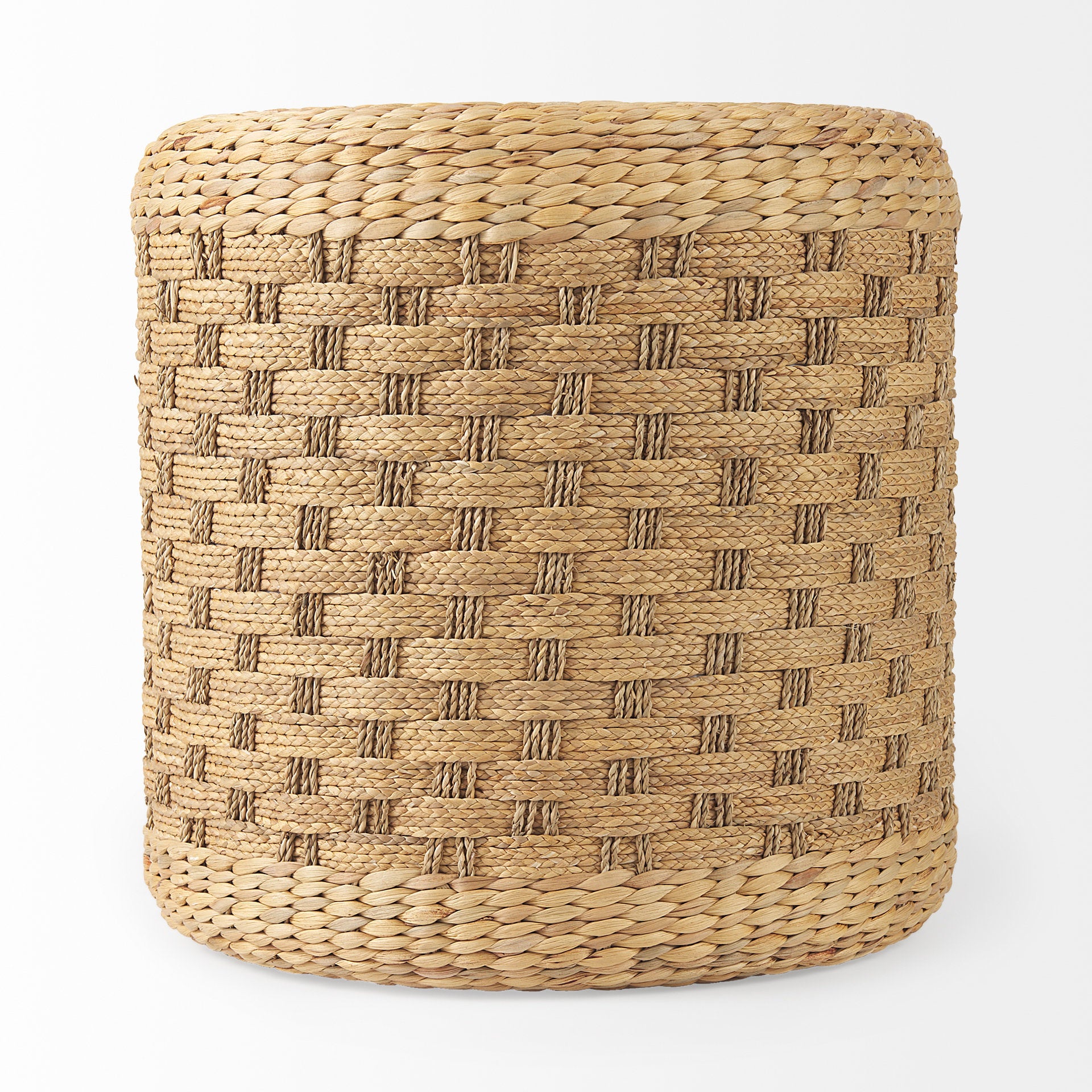 Michelle Light Brown Woven Seagrass Round Pouf