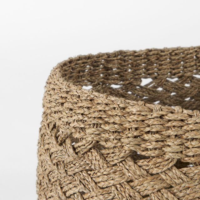 Jarek Brown Seagrass Round Basket Cross Weave  (Set of 3)-thumbmail-4