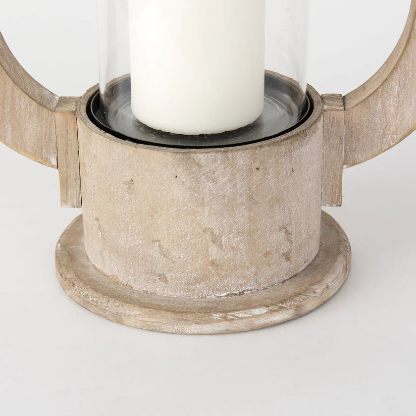 Zain II Large Brown Wooden Vintage Inspired Candle Holder Lantern