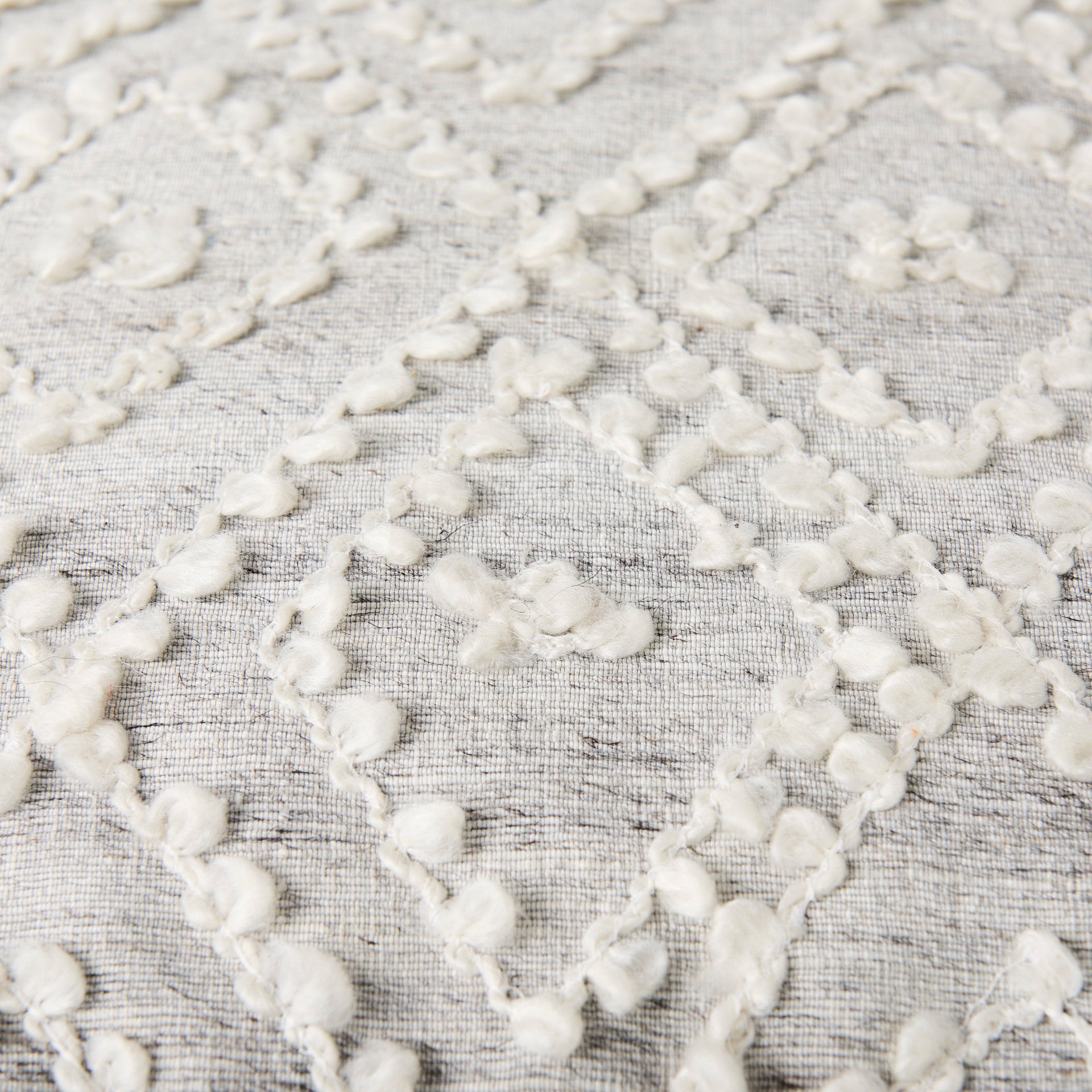 Farida Light Gray Wool and Polyester Patterned Pouf-thumbmail-4