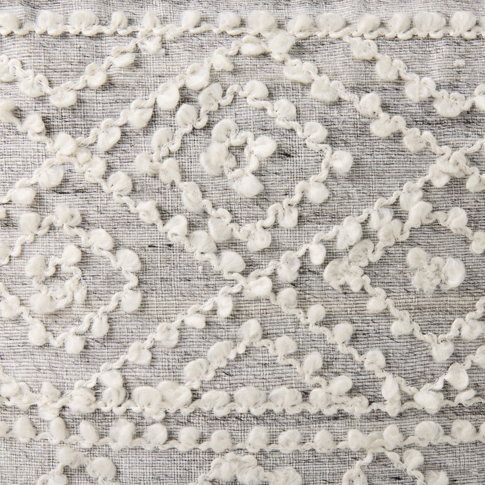 Farida Light Gray Wool and Polyester Patterned Pouf-thumbmail-5