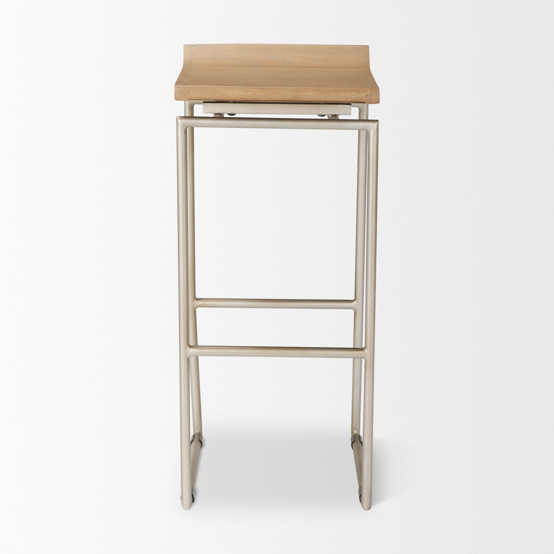 Givens Brown Wood W/Silver Metal Frame Barstool