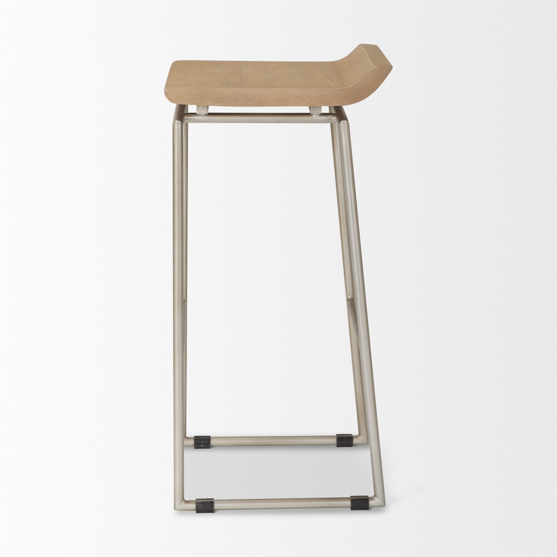 Givens Brown Wood W/Silver Metal Frame Barstool
