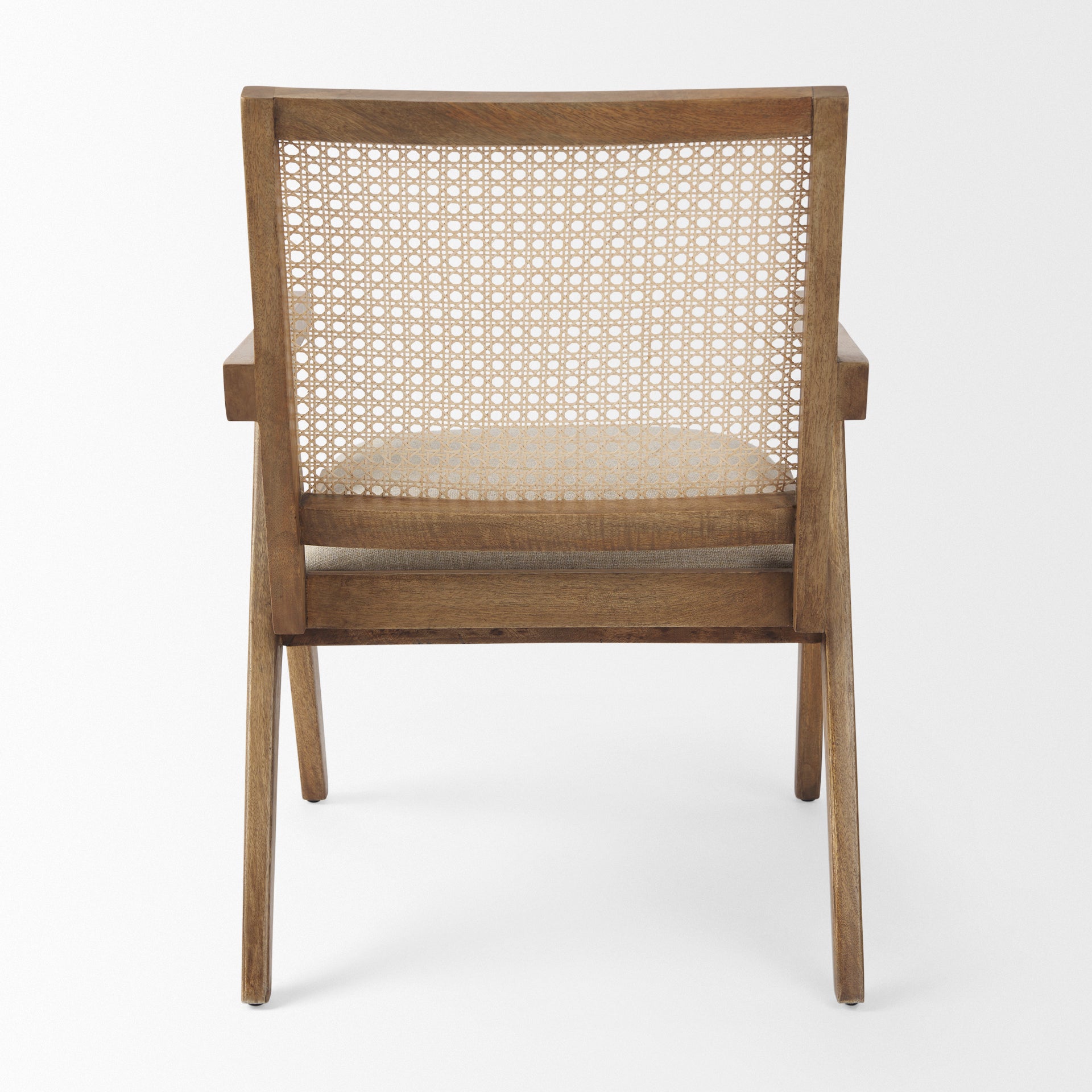 Donna Light Brown Wood Cane-Back w/ Beige Upholstered Seat Dining Chair