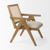 Donna Light Brown Wood Cane-Back w/ Beige Upholstered Seat Dining Chair