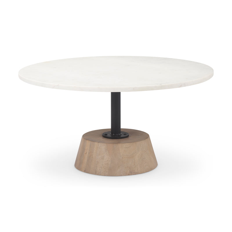 Maxwell Marble Top Pedestal Base Round Coffee Table