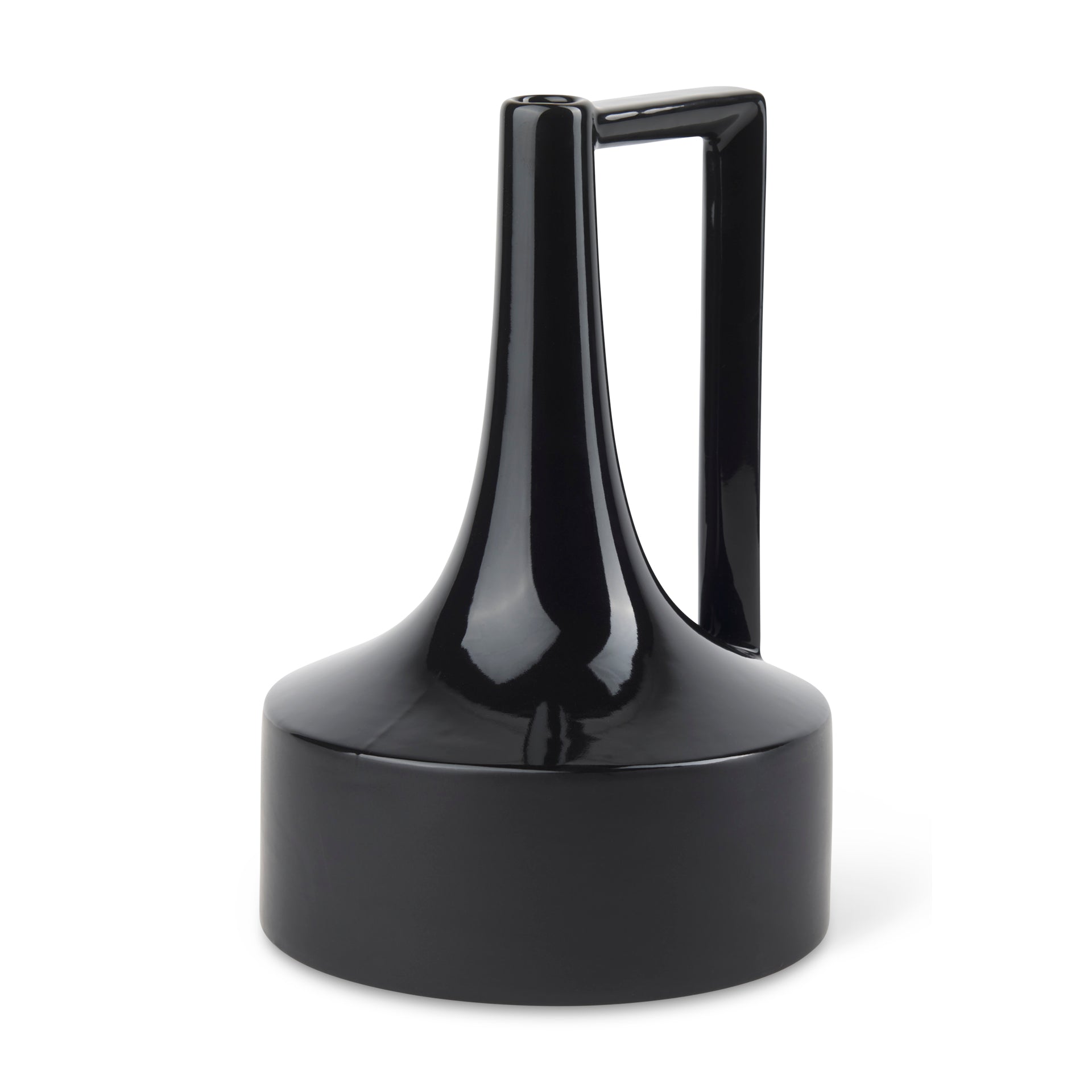 Burton Glossy and Matte Black Ceramic Jug Vase-thumbmail-1