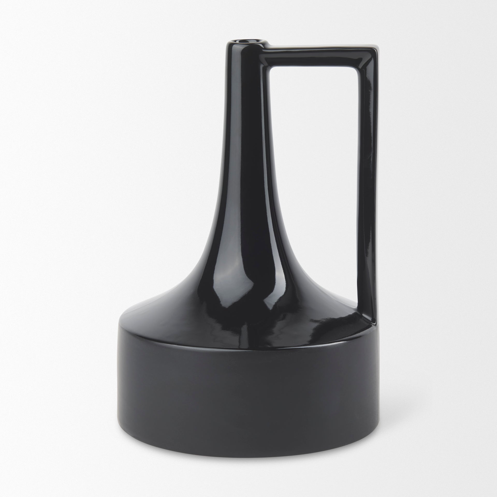 Burton Glossy and Matte Black Ceramic Jug Vase-thumbmail-2