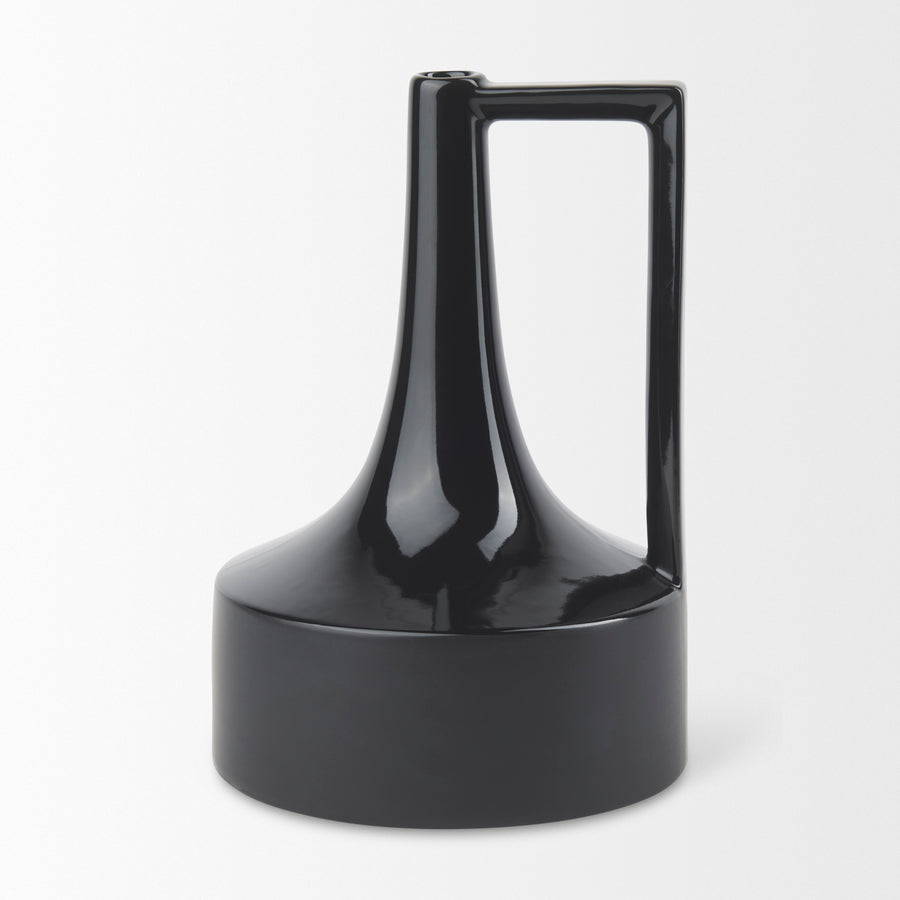 Burton Glossy and Matte Black Ceramic Jug Vase