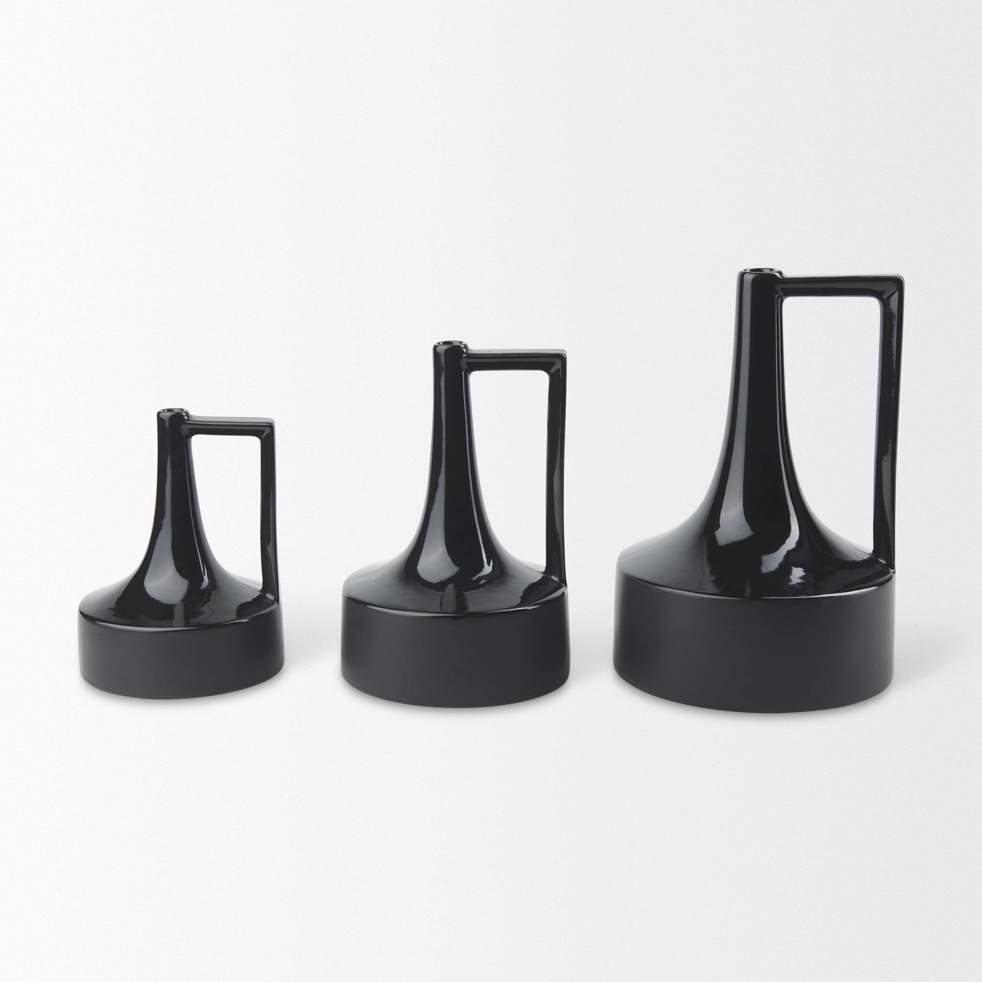 Burton Glossy and Matte Black Ceramic Jug Vase-thumbmail-4