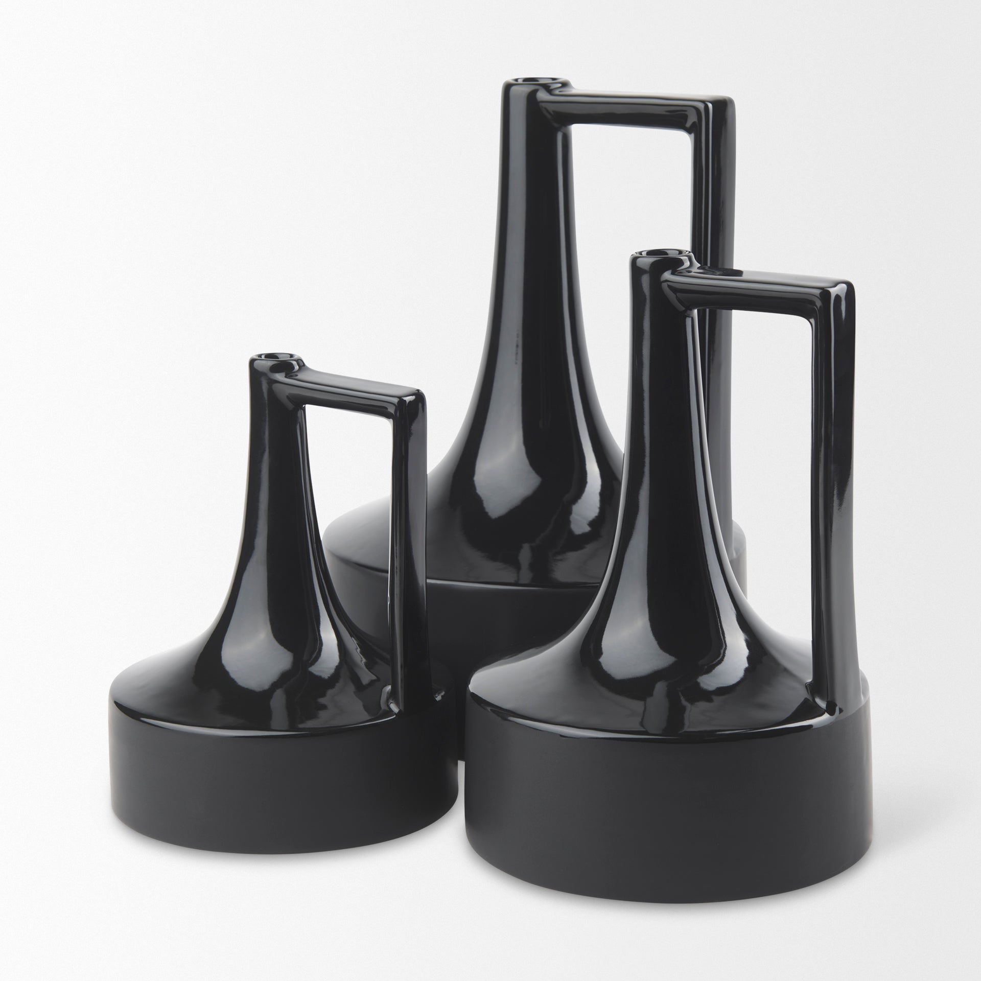 Burton Glossy and Matte Black Ceramic Jug Vase-thumbmail-5