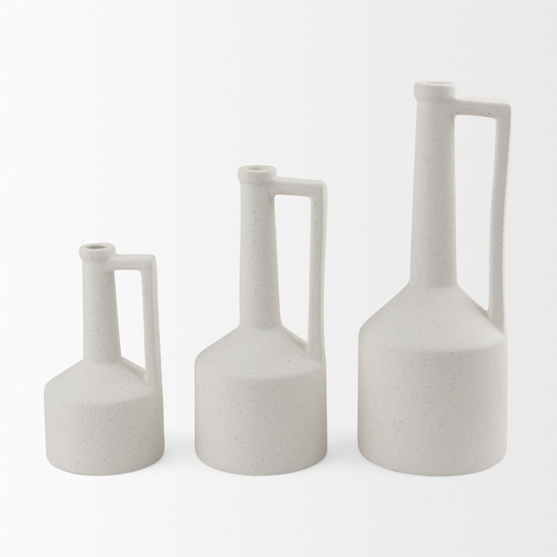 Burton 10.8H Small White Ceramic Jug Vase