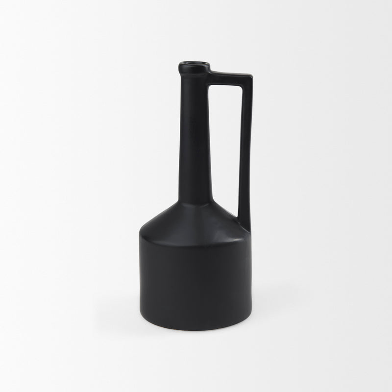 Burton 14.2H Medium Matte Black Ceramic Jug Vase